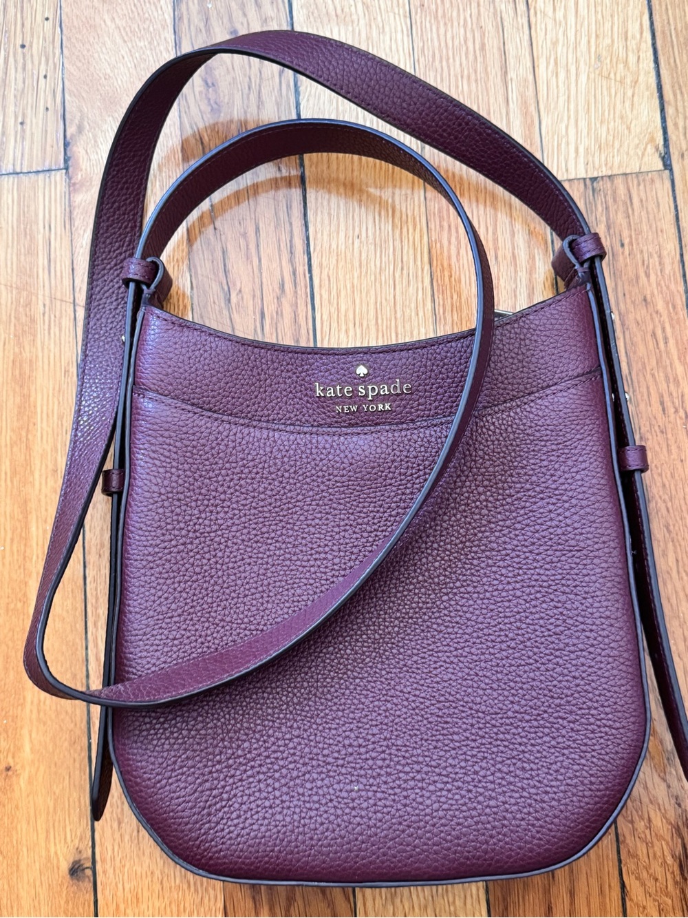 kate spade Pebbled Leather Shoulder Bag in Burgundy